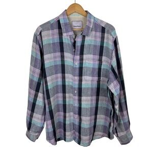Tommy Bahama 100% Linen Button Up Plaid Shirt‎ Men's XL Island Modern Fit Preppy